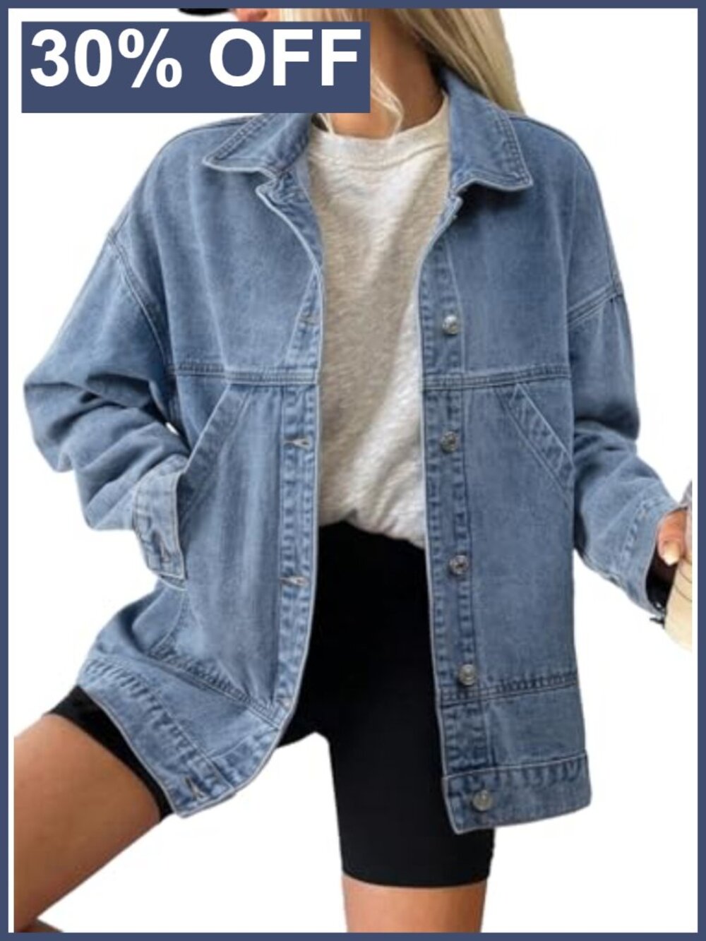 SHEWIN Womens Denim Jacket Casual Long Sleeve Button Front Jean Coat With